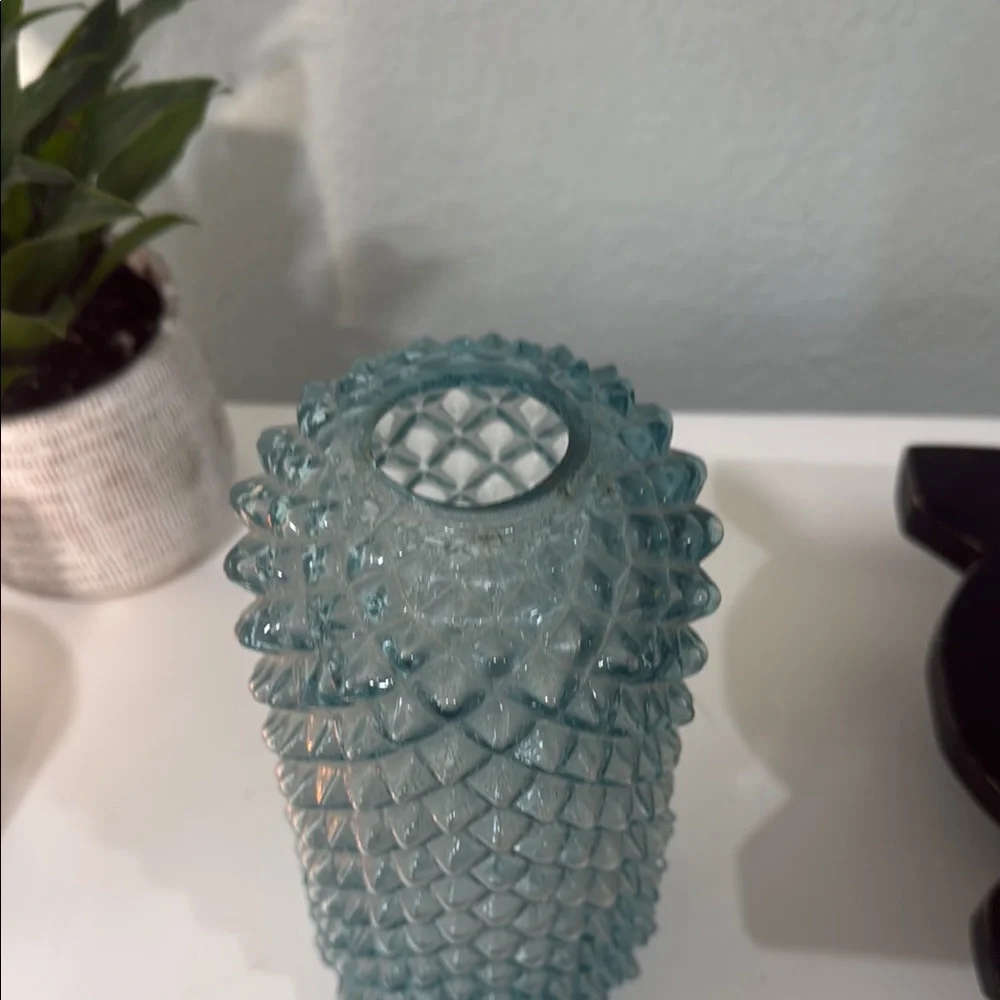 VTG ~ 1960’s Empoli Icy Blue Diamond Point Lamp Shade